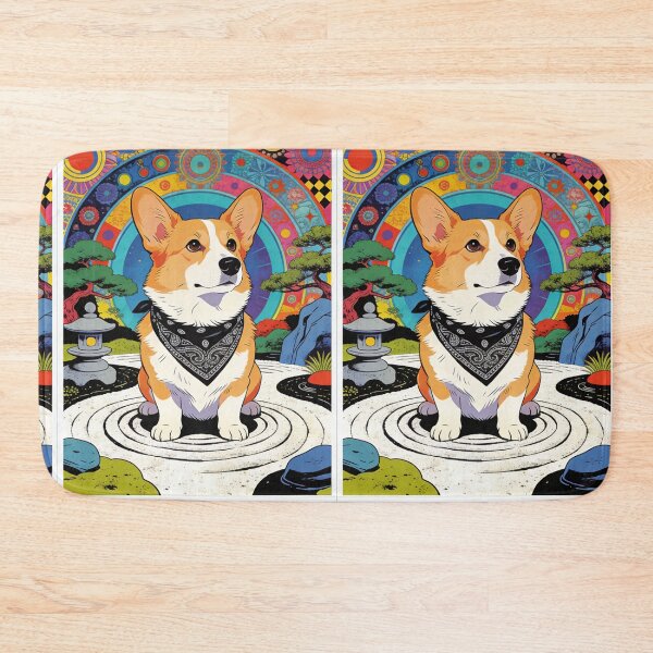 Item preview, Enlightened Corgi Zen Garden Art | Psychedelic Retro Boho Dog Lover Gift | Japanese Aesthetic Trippy Pet designed and sold by Cherrydora.