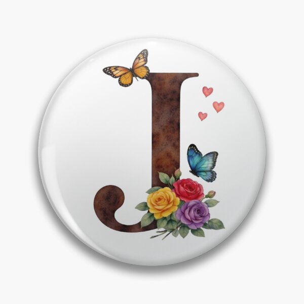 Item preview, Alphabet J with flowers and butterflies designed and sold by Shandiz Design.