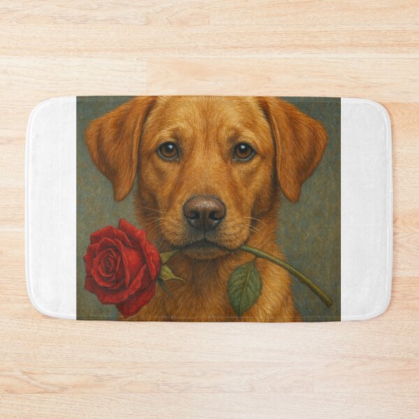 Item preview, Romantic Dog Holding a Rose – Realistic Emotional Portrait designed and sold by NomadUSArt.