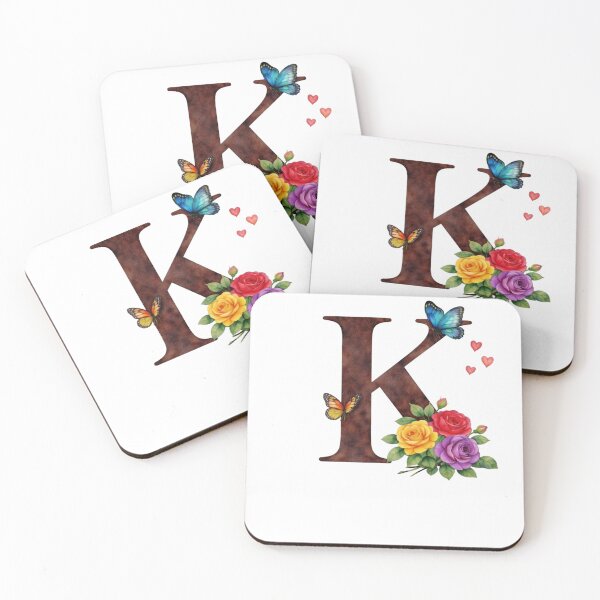 Item preview, Alphabet K with flowers and butterflies designed and sold by Shandiz Design.