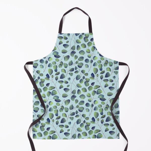 Item preview, Dancing Eucalyptus Leaves - Blue Green on Light Blue BG designed and sold by thecolorbirdie.