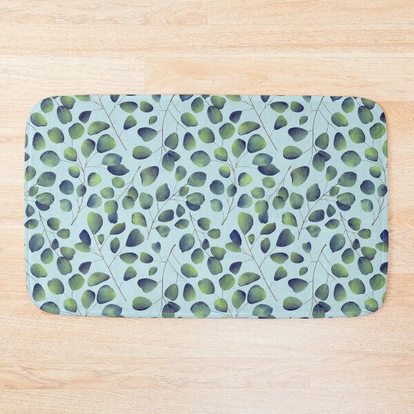 Item preview, Dancing Eucalyptus Leaves - Blue Green on Light Blue BG designed and sold by thecolorbirdie.