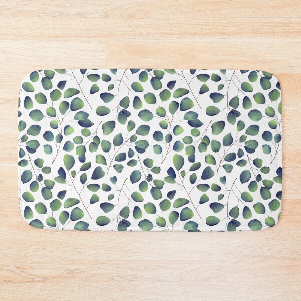 Item preview, Dancing Eucalyptus Leaves - Blue Green on White BG designed and sold by thecolorbirdie.