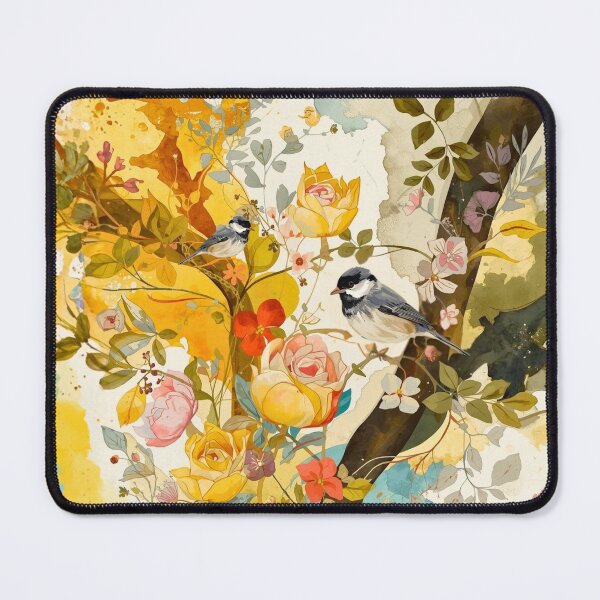 Item preview, Chickadees Among Vibrant Blooms designed and sold by Modern-Tropical.