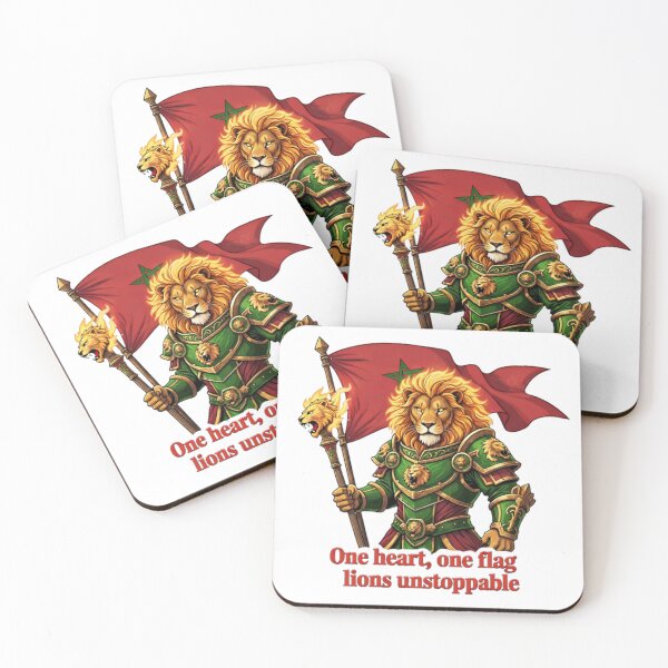 Item preview, Morocco Lions Unstoppable – One Heart One Flag Moroccan Football Fan Art designed and sold by MarsupilamiFans.