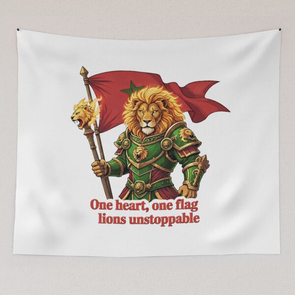 Item preview, Morocco Lions Unstoppable – One Heart One Flag Moroccan Football Fan Art designed and sold by MarsupilamiFans.