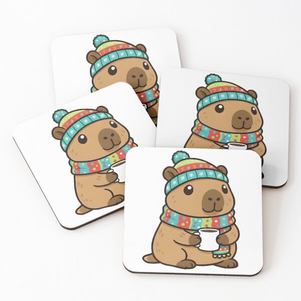 Item preview, Cozy Winter Capybara Sticker Cute Hot Cocoa Animal Art designed and sold by WickedLibrary.