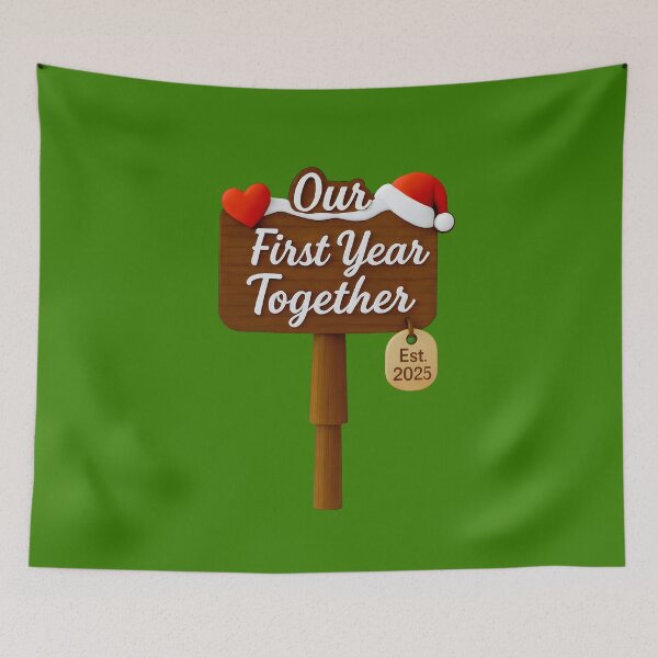 Item preview, Romantic Christmas Wood Sign: Our First Year Together Est. 2025 designed and sold by Fantabulous.