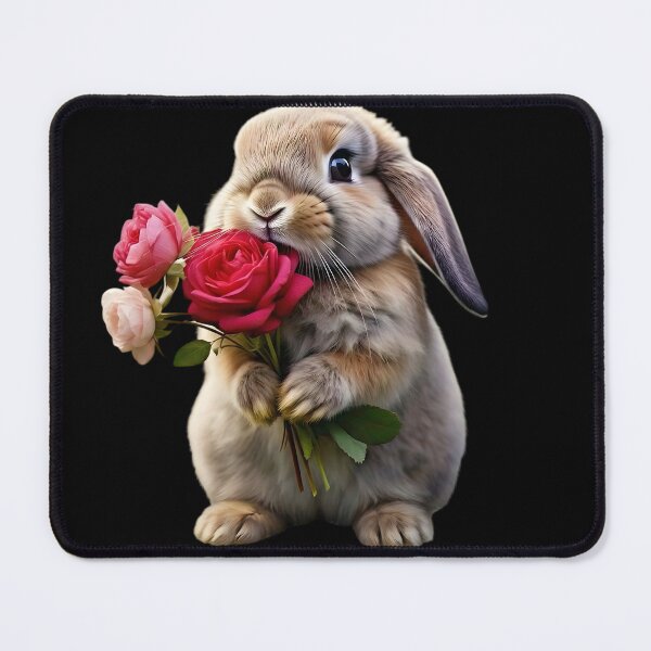Item preview, Cute Bunny Holding Red Roses - Romantic Valentine Rabbit designed and sold by SoyGalactic.