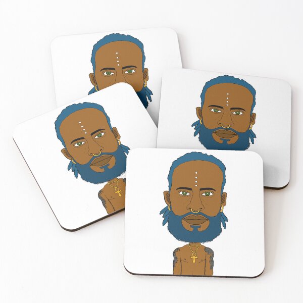 Item preview, Afro-Futurist Spiritual Portrait - Blue Dreads and Beard Mystic Man. Illustration. designed and sold by Eric Sintès.