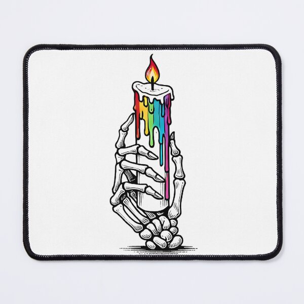 Item preview, Rainbow Pride Skeleton Candle Gothic LGBTQ Art, Queer Witch Aesthetic designed and sold by WickedLibrary.
