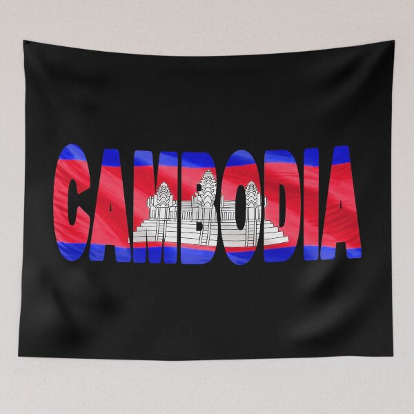 Item preview, CAMBODIA - Flag Flying in Wind cut to Letters Souvenir Sticker Shirt designed and sold by Adam Gormley.