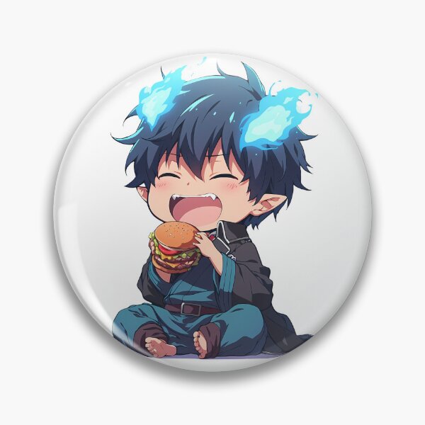Item preview, Rin Okumura Blue Exorcist Anime Chibi Kawaii Burger Flame Cute Joy Fun designed and sold by mildaclairmo.