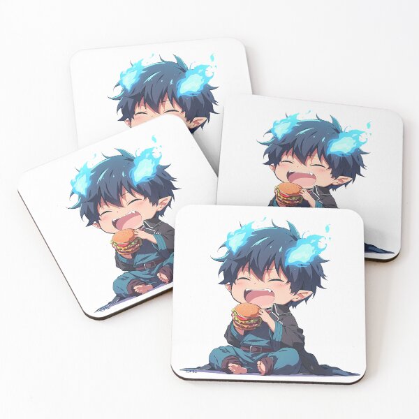 Item preview, Rin Okumura Blue Exorcist Anime Chibi Kawaii Burger Flame Cute Joy Fun designed and sold by mildaclairmo.