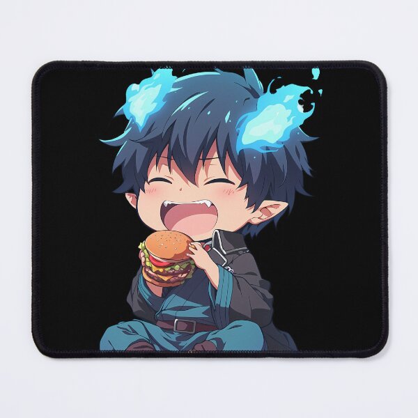 Item preview, Rin Okumura Blue Exorcist Anime Chibi Kawaii Burger Flame Cute Joy Fun designed and sold by mildaclairmo.