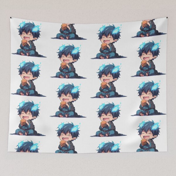 Item preview, Rin Okumura Blue Exorcist Anime Chibi Kawaii Burger Flame Cute Joy Fun designed and sold by mildaclairmo.