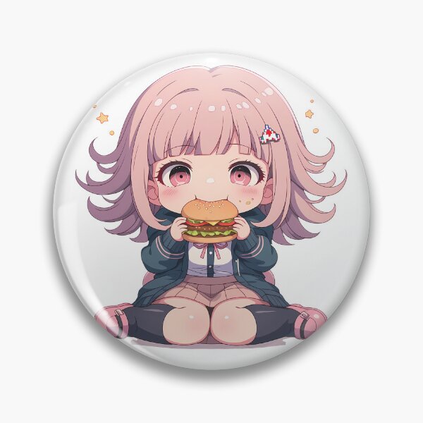 Item preview, Chiaki Nanami Danganronpa Anime Girl Kawaii Chibi Burger Cute Moment Food designed and sold by mildaclairmo.