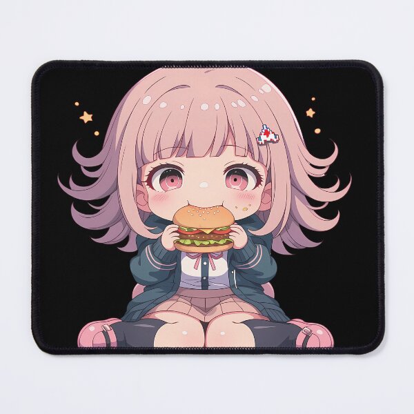 Item preview, Chiaki Nanami Danganronpa Anime Girl Kawaii Chibi Burger Cute Moment Food designed and sold by mildaclairmo.