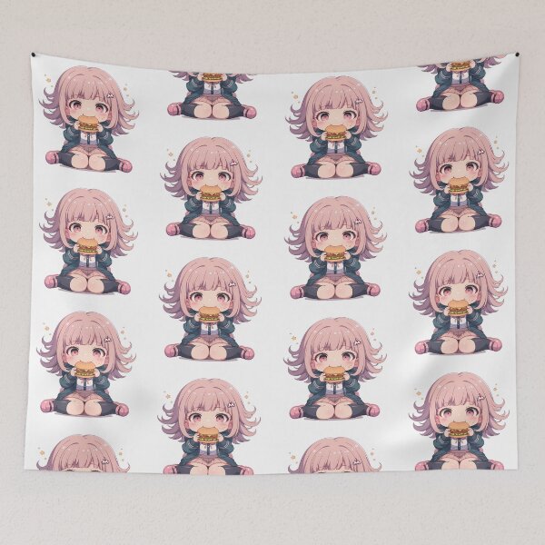 Item preview, Chiaki Nanami Danganronpa Anime Girl Kawaii Chibi Burger Cute Moment Food designed and sold by mildaclairmo.