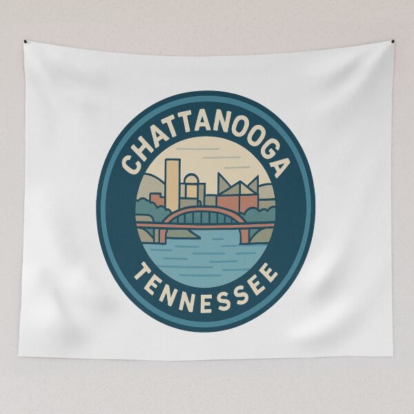 Item preview, Chattanooga Riverfront Retro | Vintage Tennessee Cityscape Travel Art designed and sold by Globalcitytees.