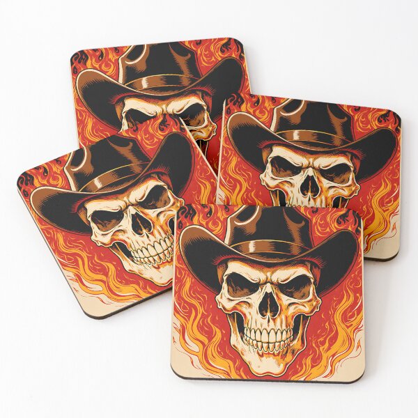 Item preview, Hellfire Outlaw Cowboy Skull designed and sold by iwzzuel.