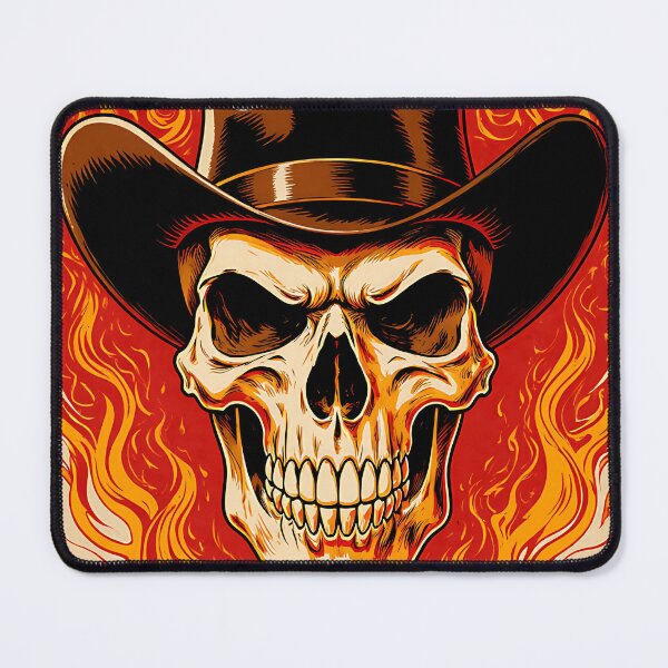 Item preview, Hellfire Outlaw Cowboy Skull designed and sold by iwzzuel.