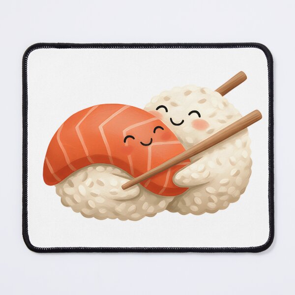 Item preview, Cute Nigiri Salmon and Rice Best Friends Art designed and sold by MANA-Goods.