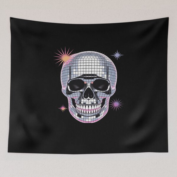 Item preview, Disco Skull Mirror Tile Retro Edgy Spooky Halloween designed and sold by skanderio.