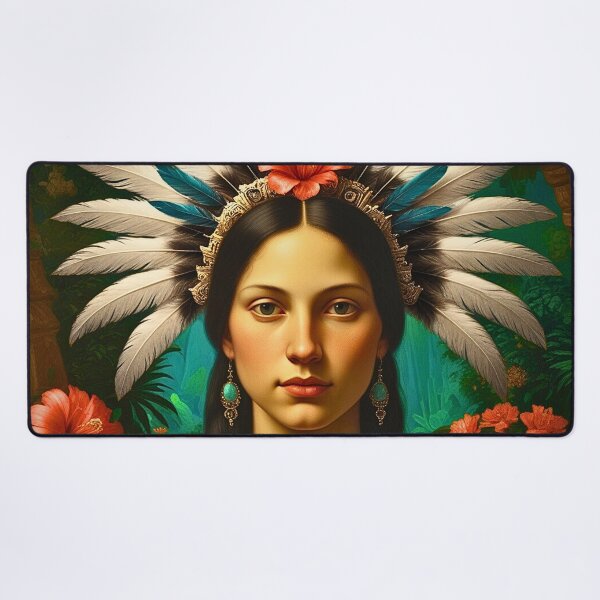 Item preview, The Roja Lisa - A Portrait from a Mesoamerican inspired Renaissance designed and sold by TheOuroborean.