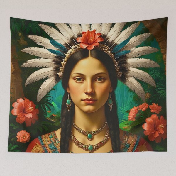 Item preview, The Roja Lisa - A Portrait from a Mesoamerican inspired Renaissance designed and sold by TheOuroborean.