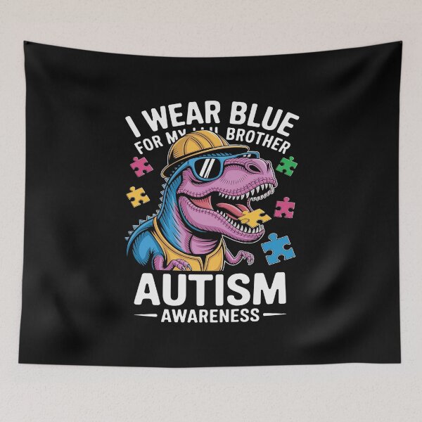 Item preview, I Wear Blue For My Lil Brother Autism Awareness Dinosaur designed and sold by KonopikaaArt.