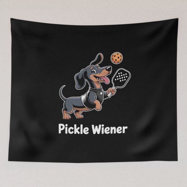 Item preview, Dog Playing Pickleball Pickle Wiener Dog Dachshund designed and sold by imsamaharem.