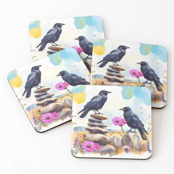 Item preview, Two Crows on Rock Cairns designed and sold by Modern-Tropical.