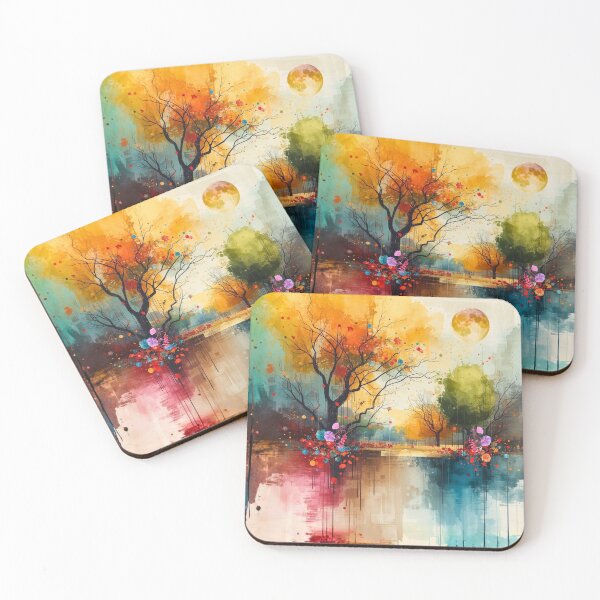 Item preview, Landscape with Mirrored Trees Painting designed and sold by Modern-Tropical.