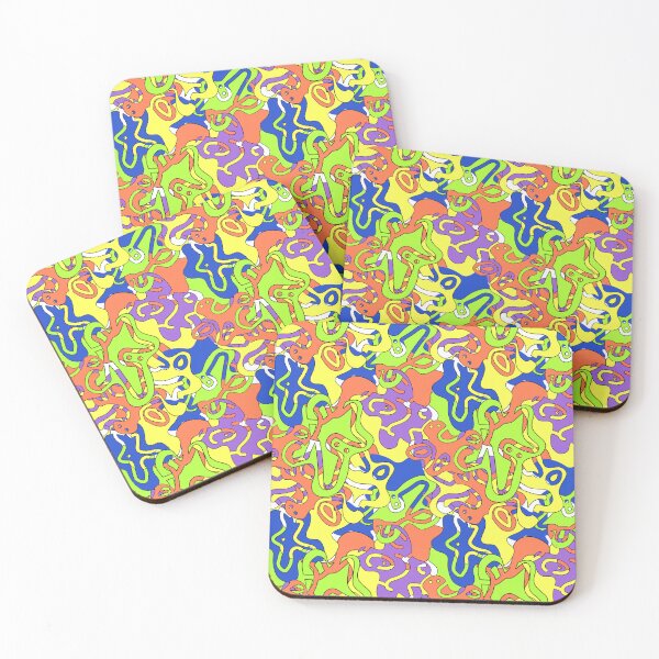 Item preview, Abstract Neon Doodle Maze Pattern designed and sold by AleksaDesignMTL.