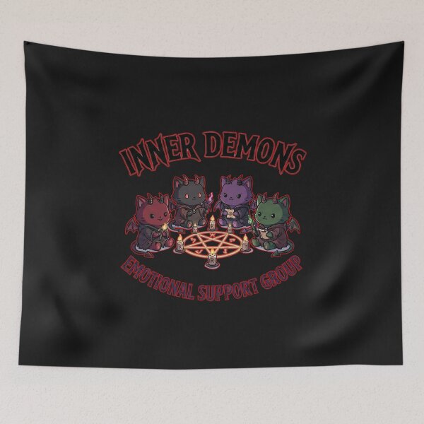 Item preview, Inner Demons Emotional Support Group - Funny Occult Cat Mental Health Art designed and sold by AdyKurniawan.