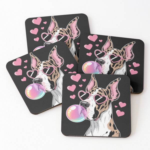 Item preview, Great Dane Dog Blowing Pink Bubble Gum Hearts designed and sold by lamsaoniutoi.