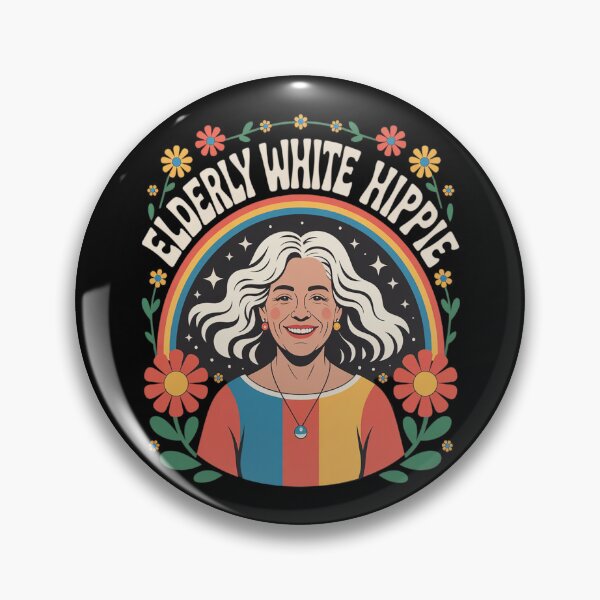 Item preview, Elderly White Hippie Trending Retro Rainbow Flowers designed and sold by ProudForFunny.