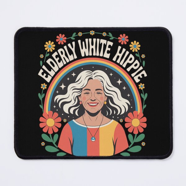 Item preview, Elderly White Hippie Trending Retro Rainbow Flowers designed and sold by ProudForFunny.