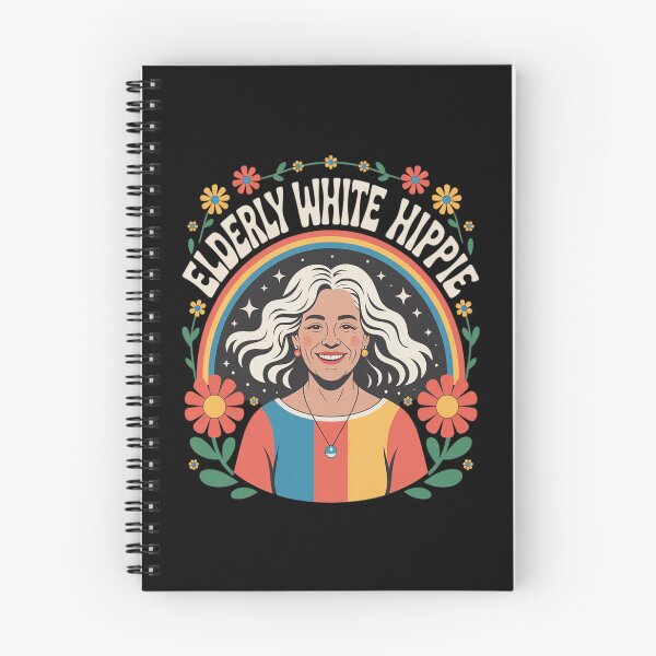 Item preview, Elderly White Hippie Trending Retro Rainbow Flowers designed and sold by ProudForFunny.