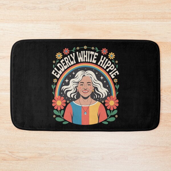 Item preview, Elderly White Hippie Trending Retro Rainbow Flowers designed and sold by ProudForFunny.