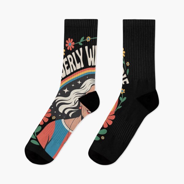 Item preview, Elderly White Hippie Trending Retro Rainbow Flowers designed and sold by ProudForFunny.