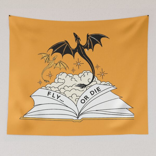 Item preview, Fly or Die Bookish Dragon Design | Fantasy Dragon Rider Quote | Fourth Wing Inspired Reader Art designed and sold by theliteraryedit.