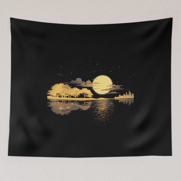 Item preview, Acoustic Guitar Lake Reflections Nature Moon Guitarist designed and sold by caiknelinex.