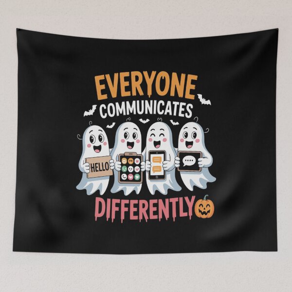 Item preview, Everyone Communicates Differently Ghosts Cute Halloween designed and sold by ProudForFunny.