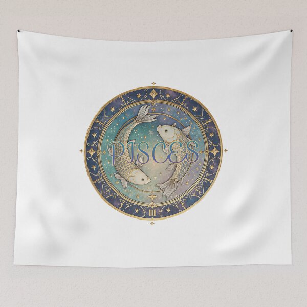 Item preview, Elegant Art Deco Pisces Zodiac Sign Astrology Celestial Fish Art designed and sold by AQUILAKREO.