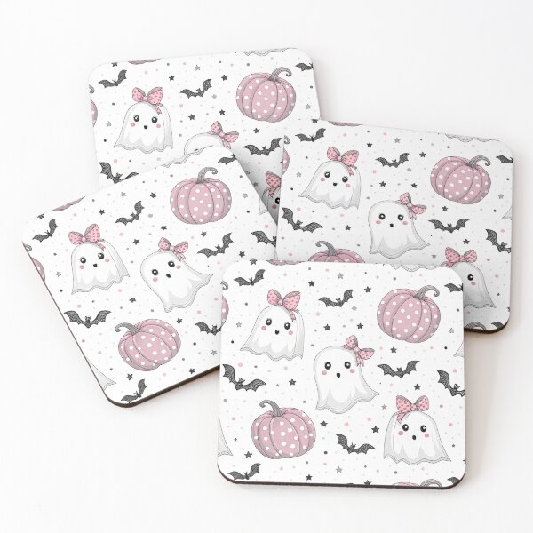 Item preview, Cute Halloween Seamless Pattern - Pink Ghosts and Pumpkins - POD Fabric Design designed and sold by KlarkiteTees.