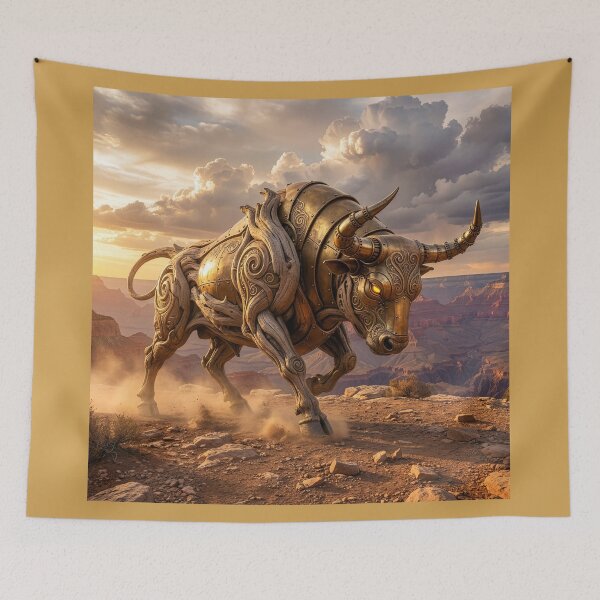 Item preview, Driftwood and Brass Art Nouveau Charging Bull designed and sold by Tridentulus.