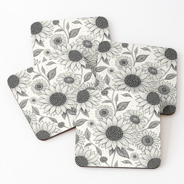 Item preview, Sunflower Seamless Pattern - Black and White - POD Design designed and sold by KlarkiteTees.