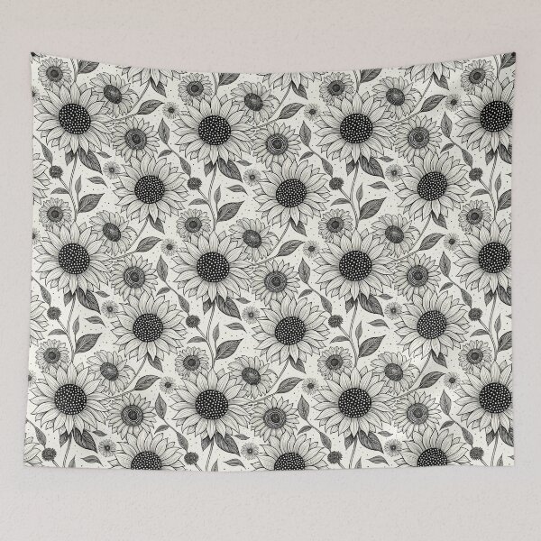Item preview, Sunflower Seamless Pattern - Black and White - POD Design designed and sold by KlarkiteTees.
